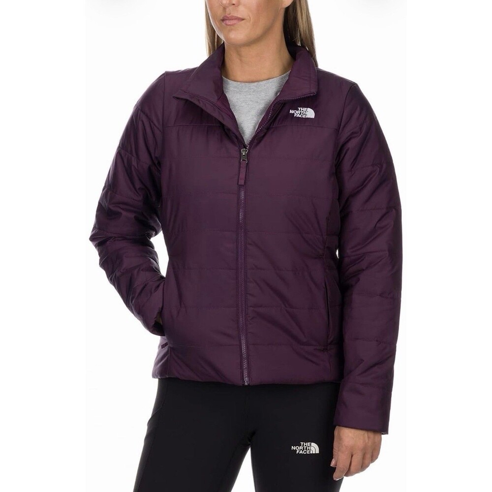 The North Face Womens Purple Quilted Long Sleeve Full-Zip Puffer Jacket Size L